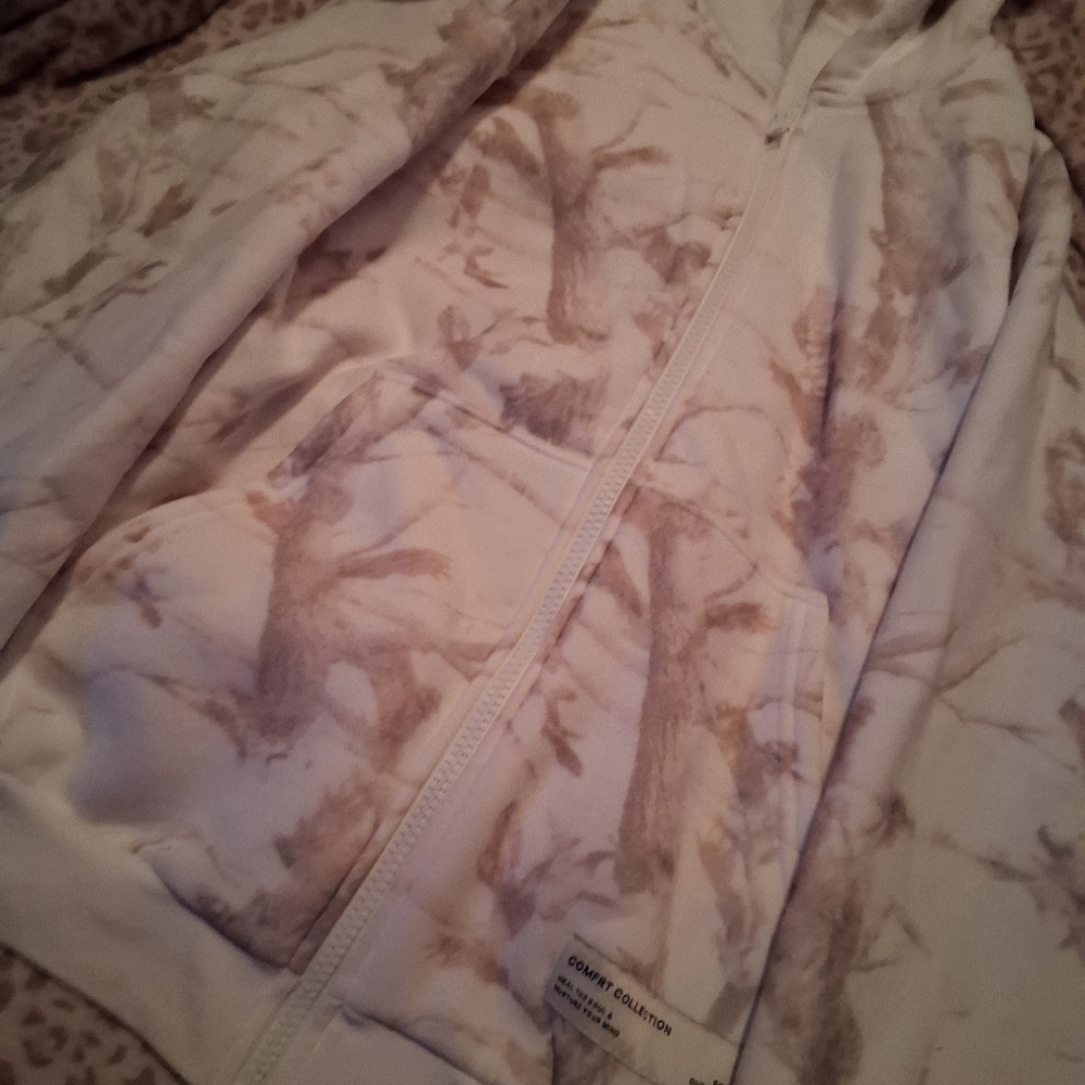 Cozy White Camo Zip-Up Hoodie